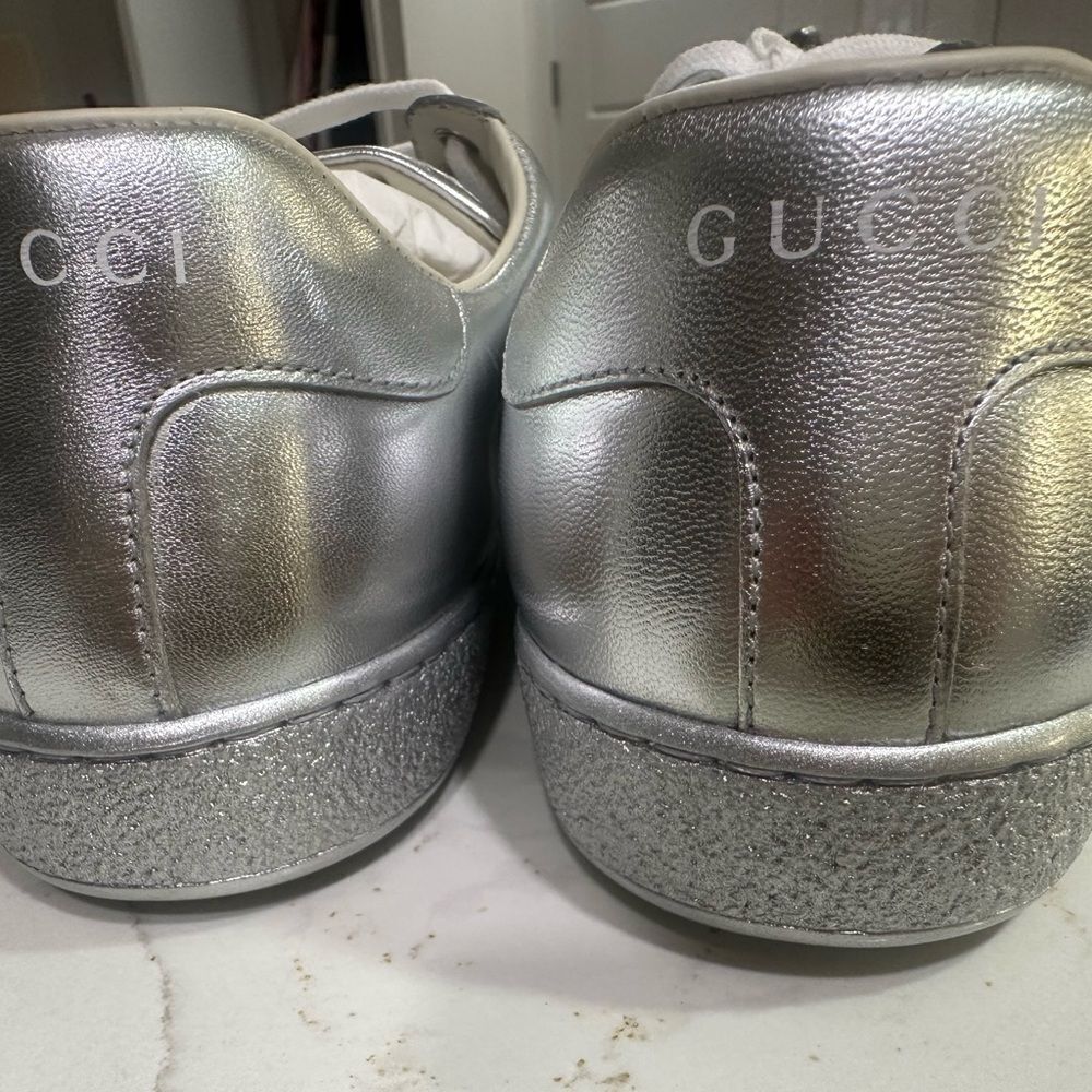 Gucci Ace Metallic Silver Men’s Shoes - Picture 10 of 10